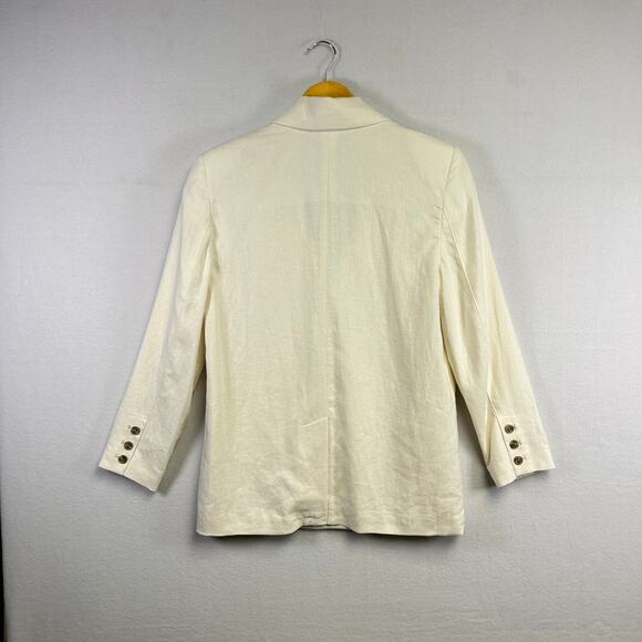 Old Navy Classic Cream White Womans Linen Blend  Blazer Jacket Size XS Career - Picture 7 of 10